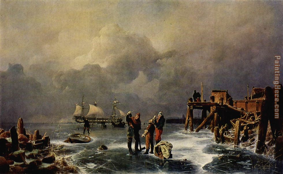 Ufer des zugefrorenen Meeres painting - Andreas Achenbach Ufer des zugefrorenen Meeres art painting